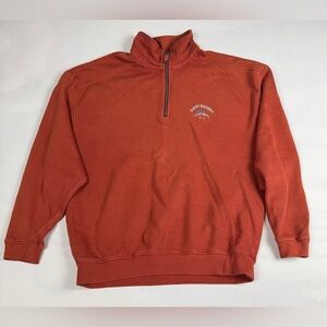 Tommy Bahama Half Zip Pullover Sweater Mens Large Orange 100% Cotton
